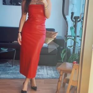 Viral Zara red leather dress. Never worn, tags on still, bought it for $100